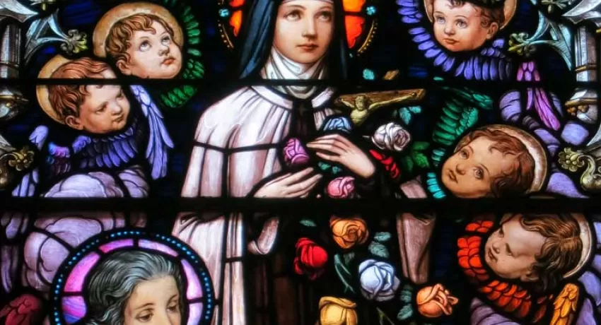 Stained glass window - St. Thérèse detail