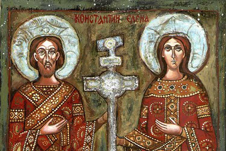 Eastern Orthodox Bulgarian icon of Saint Constantine and Saint Helena